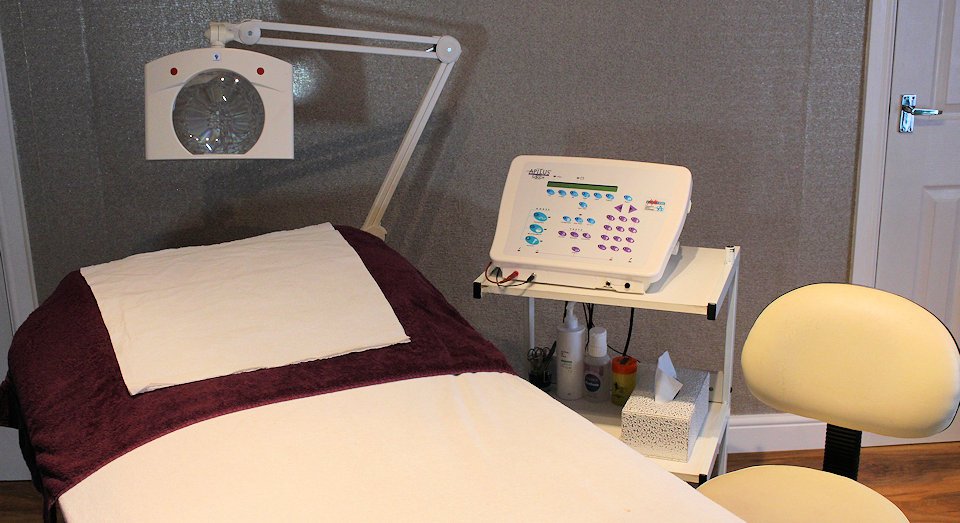 The treatment room with Apilus electrolysis equipment